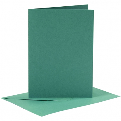 Kort och kuvert, mörkgrön, kortstl. 10,5x15 cm, kuvertstl. 11,5x16,5 cm, 110+230 g, 6 set/ 1 förp.