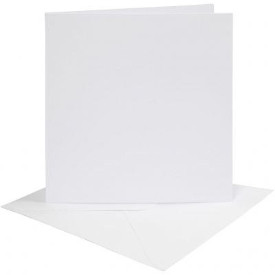 Kort och kuvert, vit, kortstl. 15,2x15,2 cm, kuvertstl. 16x16 cm, 230 g, 4 set/ 1 förp.