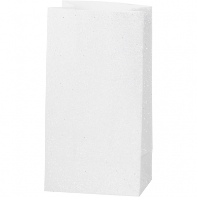 Papperspåsar, vit, H: 17 cm, stl. 6x9 cm, 150 g, 8 st./ 1 förp.