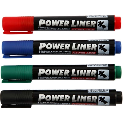 Power Liner, svart, blå, grön, röd, spets 1,5-3 mm, 4 st./ 1 förp.