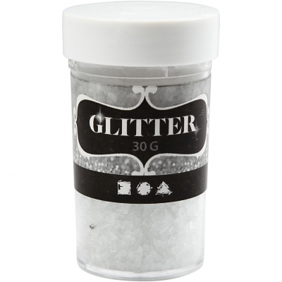 Glitter, transparent, stl. 1-3 mm, 30 g/ 1 burk