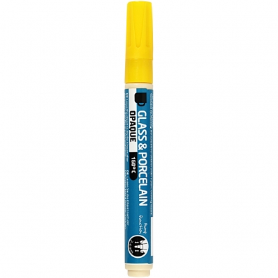 Porslin- och glaspenna, gul, spets 2-4 mm, täckande, 1 st.