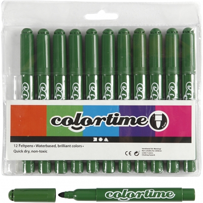 Colortime tuschpennor, grangrön, spets 5 mm, 12 st./ 1 förp.