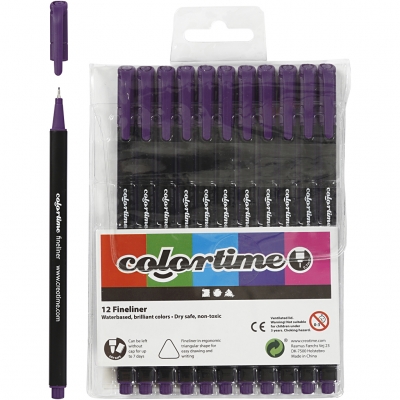 Colortime Fineliner Tusch, lila, spets 0,6-0,7 mm, 12 st./ 1 förp.