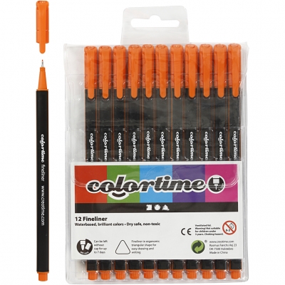 Colortime Fineliner Tusch, orange, spets 0,6-0,7 mm, 12 st./ 1 förp.