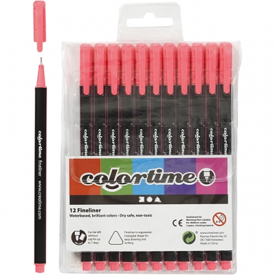 Colortime Fineliner Tusch, rosa, spets 0,6-0,7 mm, 12 st./ 1 förp.