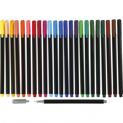 Colortime Fineliner Tusch, mixade färger, spets 0,6-0,7 mm, 24 st./ 1 förp.