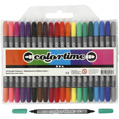 Colortime dubbeltusch, standardfärger, spets 2,3+3,6 mm, 20 st./ 1 förp.