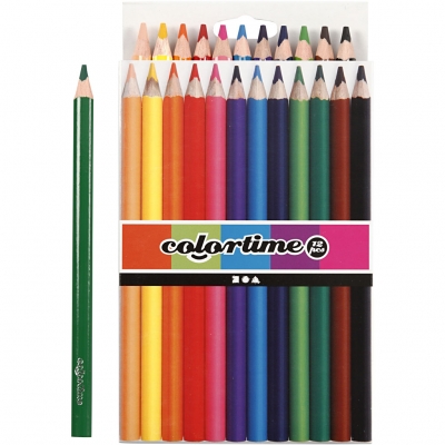 Colortime färgpennor, mixade färger, L: 17,45 cm, kärna 5 mm, JUMBO, 12 st./ 1 förp.