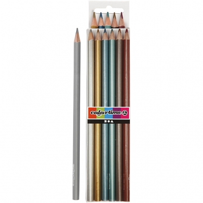 Colortime färgblyerts, metallicfärger, L: 17,45 cm, kärna 3 mm, 6 st./ 1 förp.