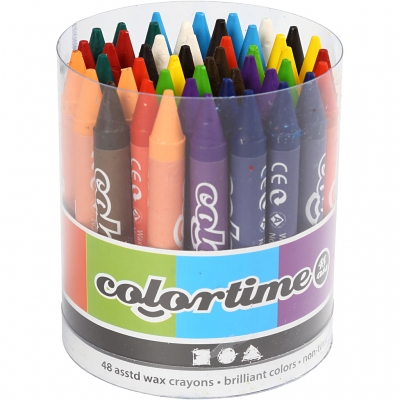 Colortime färgkritor, mixade färger, L: 10 cm, tjocklek 11 mm, 48 st./ 1 förp.