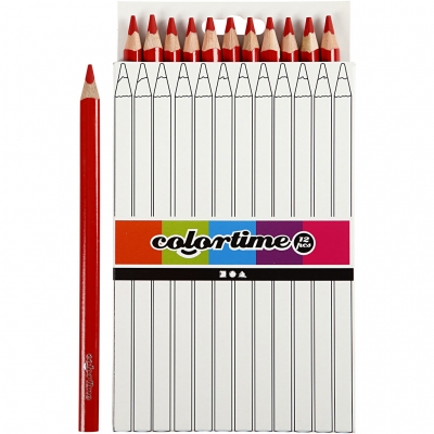 Colortime färgpennor, röd, L: 17,45 cm, kärna 5 mm, JUMBO, 12 st./ 1 förp.