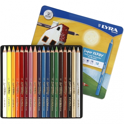 Lyra Super Ferby 1 färgpennor, mixade färger, L: 18 cm, kärna 6,25 mm, 18 st./ 1 förp.