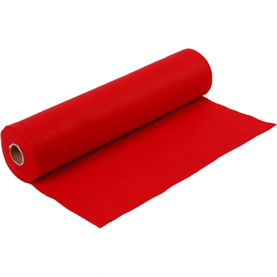 Hobbyfilt, röd, B: 45 cm, tjocklek 1,5 mm, 180-200 g, 5 m/ 1 rl.