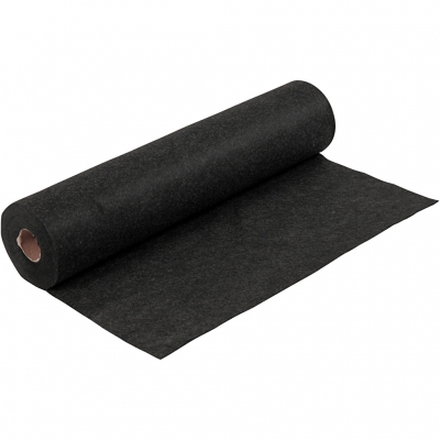 Hobbyfilt, svart, B: 45 cm, tjocklek 1,5 mm, Melerad, 180-200 g, 5 m/ 1 rl.