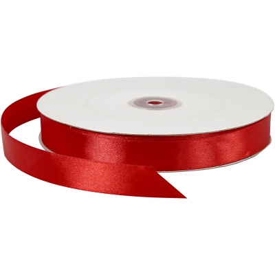 Satinband, röd, B: 20 mm, 100 m/ 1 rl.
