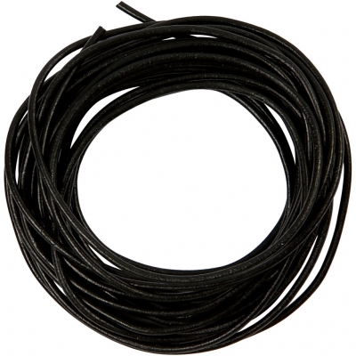 Lädersnöre, svart, tjocklek 2 mm, 4 m/ 1 rl.