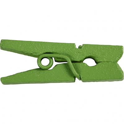 Mini klädnypor, grön, L: 25 mm, B: 3 mm, 36 st./ 1 förp.