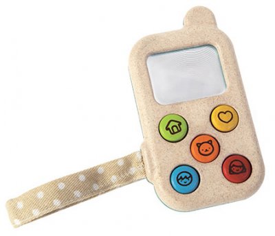 Mobiltelefon i trä för små barn. Tillverkare Plan Toys