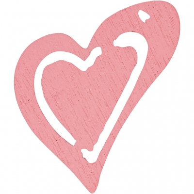 Skevt hjärta, rosa, stl. 25x22 mm, tjocklek 1,7 mm, 20 st./ 1 förp.