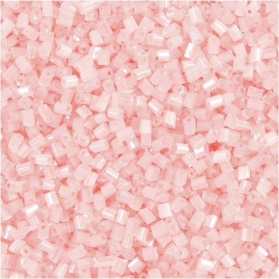 Rocaipärlor, transparent rosa, 2-cut, Dia. 1,7 mm, stl. 15/0 , Hålstl. 0,5 mm, 500 g/ 1 påse