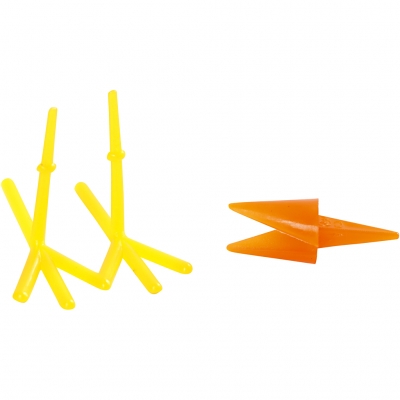 Kycklingnäbb och -fötter, orange, gul, H: 28 mm, L: 30+37 mm, 8 set/ 1 förp.