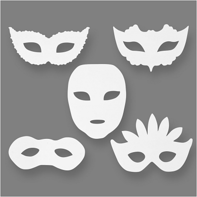 Teatermasker, vit, H: 8,5-19 cm, B: 15-20,5 cm, 230 g, 16 st./ 1 förp.