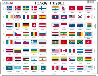 Flaggpussel med 80 länder